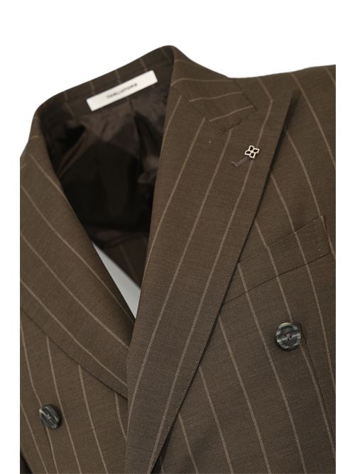 Abito doppiopetto in lana gessata Testa di moro Tagliatore | 2SVS20B11 120163 EM8411348